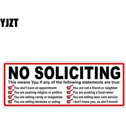 YJZT 20CM*7CM No Soliciting This Mean You If Any Of The Following Statements Are True 12-0452 Car Sticker
