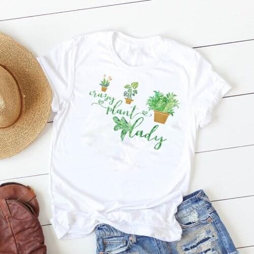 2019 Women Shirt Short Sleeve Summer Crazy Plant Lady Printed Female Womens T T-shirt Graphic Printed Top Tshirt