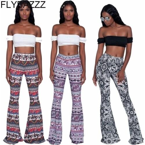 Women Yoga Pants Autumn Fashion Print Wide Leg Pants Sexy Party Club Flare Pants High Elastic Waist Flared Trousers Pantalones