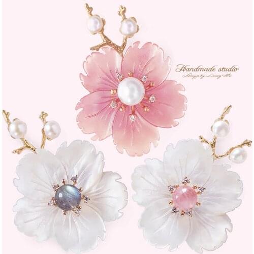 CCijiNG Freshwater Pearls Seashell Flower For Women Sweater Lady Suit Designer Christmas Gift Party Handmade Fine Jewelry XZ2021