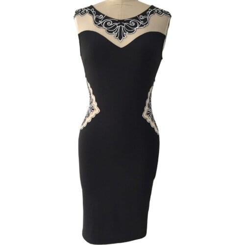 2016 Summer Style Ladies Dress Short Sleeve Embroidery Floral Print Bodycon Dress Women Work Wear Midi Pencil Office Dress S2119