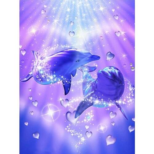Animals Diamond Embroidery Dolphin Cross Stitch Diamond Painting Kits Seascape Mosaic Sale Rhinestones Art Handwork Gift