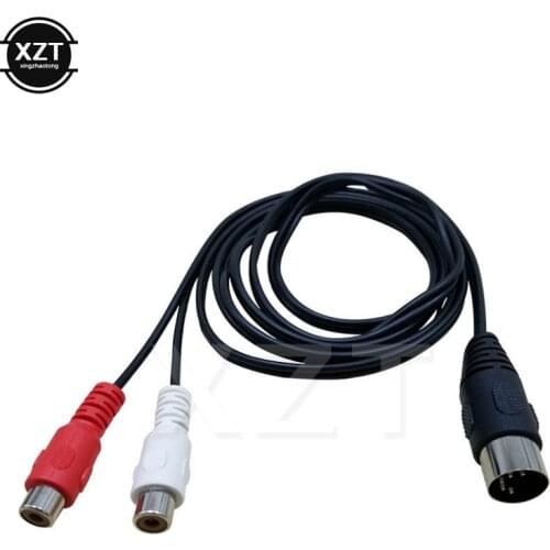 1PCS MIDI DIN 5P Male to 2 RCA Phono Female Socket Jack MF Audio Cable 0.5M 1.5M Connectors For CD player Amplifier