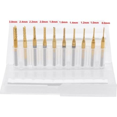 10pcs/lot 0.8mm-3.0mm milling cutter Titanium Nitride Coated Carbide PCB CNC Free shipping