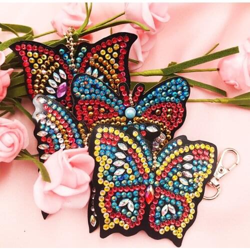 2-4Pcs DIY Diamond Painting Keychain Pendant Full Drill Special Shaped Diamond Embroidery Cross Stitch Women Bag Decoration