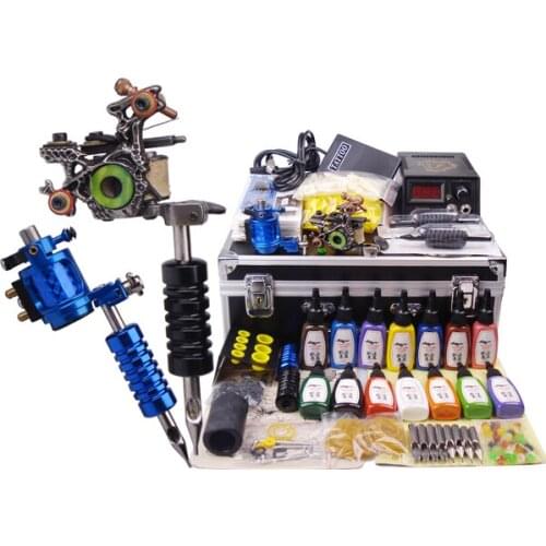 2 top tattoo machine kit 15colors ink cosmetic makeup permanent gun