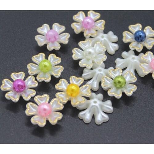 20 PCS Mixed Color 16mm Resin Flowers Imitation Shell Pearl Flower DIY Jewelry Accessories