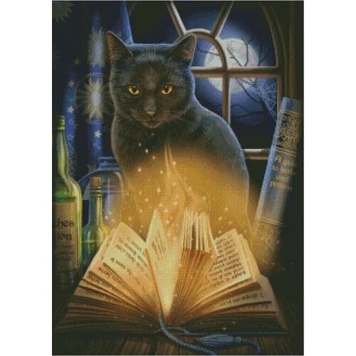 2021 Drop Shipping Embroidery Black Cat Counted Cross Stitch Baby Bibs with 100% Cotton Flosses & Free Shipping for Wall Decor