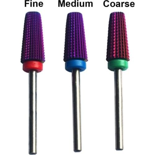 3pcs Purple 5 In 1 Tapered Nail Drill Bits with Cut Drills Carbide Milling Cutter for Manicure Remove Gel Nails Accessories Tool