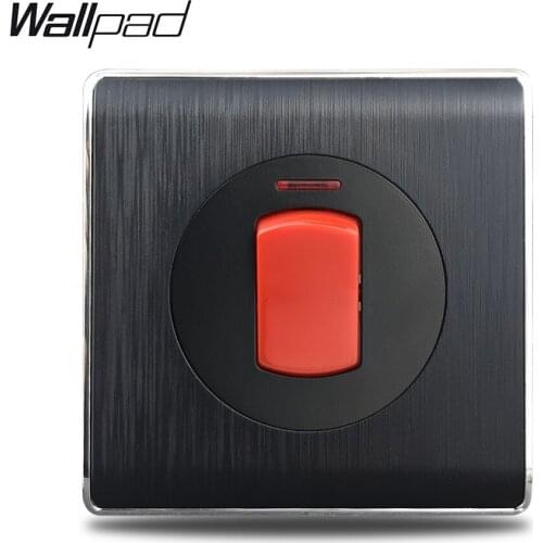 45A Switch Wallpad Black Brushed Plastic Batchroom Kitchen Air Condition Bi-pole Switch with Neutral Line