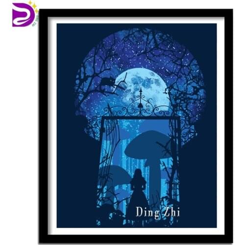 5D Diy Diamond Painting Full Drill Cartoon Princess Diamond Embroidery Fantasy Wonderland Cat Square Round Cross Stitch Mosaic