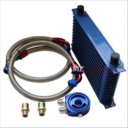 Car accessories 13 Row Thermostat Adaptor Engine Racing Oil Cooler Kit For CAR/TRUCK Blue AN10 Engine Oil Cooling Kit