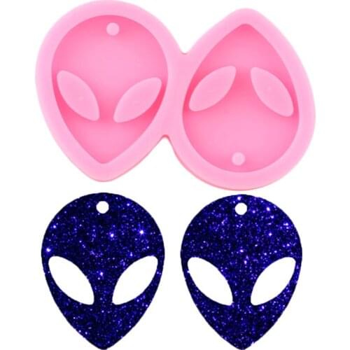 Shiny Mini Alien Earrings Mold DIY Handmade Eardrop Epoxy Resin Mould Keychain Silicone Molds Fashion Necklace Jewelry Making