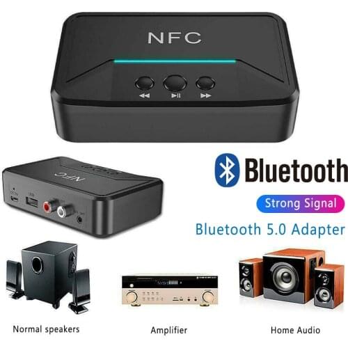 Bluetooth 5.0 Audio Receiver Transmitter 3.5mm AUX Jack RCA USB Dongle Stereo Wireless Adapter with Mic For Car TV PC Headphone