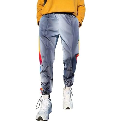 Hip Hop Streetwear Mens Splice Joggers Pants Fashion Men Casual Cargo Pant Trousers High Street Elastic Waist Harem Pant Men