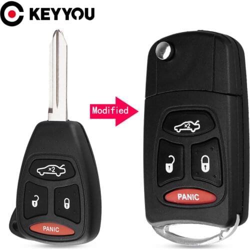 KEYYOU 3+1Buttons Car Key Case Car Cover Fob For Chrysler 300 300C Pacifica Stratus For Dodge For Jeep Cherokee Grand