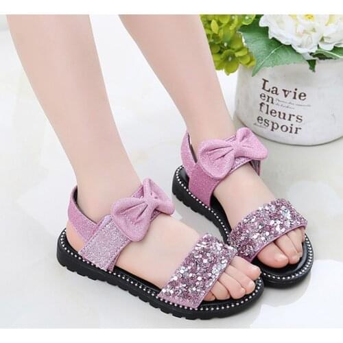 Children Girls Sequins Beach Sandals Slippers For Teens Girls Kids Sandals Princess Shoes New 2020 5 6 7 8 9 10 11 12 Years old