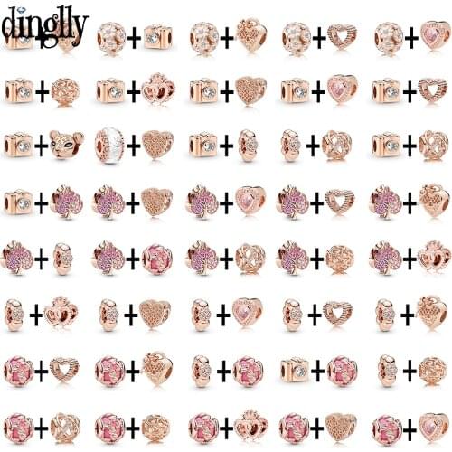 Dinglly Rose Gold Shiny Crystal Leaf Beads Camera Charm Fit Diy Bracelets & Necklace Jewelry Fine Accessories Heart Beaded