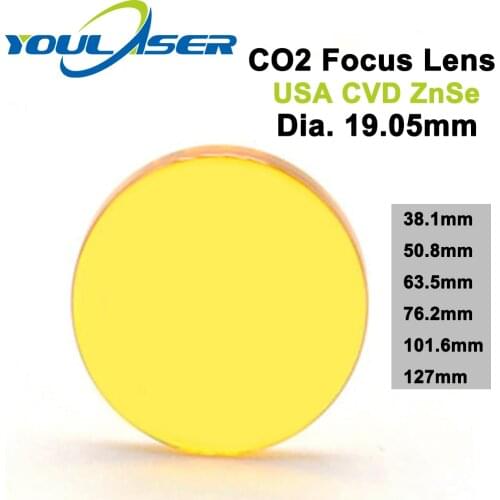 Co2 Laser Focus Lens Dia 19.05mm FL 38.1 50.8 63.5 76.2 101.6 127mm Focus Length USA CVD ZnSe Material
