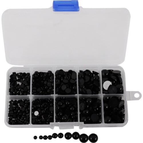 760 Pieces Round Flat Black Eyes Safety Plastic Eyes For Dolls Making 4-10mm