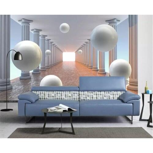 Customized wall papers home decor fresh and beautiful ball rotating staircase background environmental 3d wallpaper