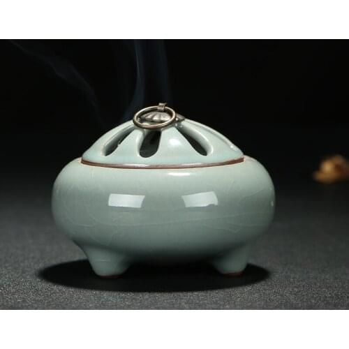 Ornaments ceramic Buddha incense burner incense road of tea accessories three-foot GE antique incense incense