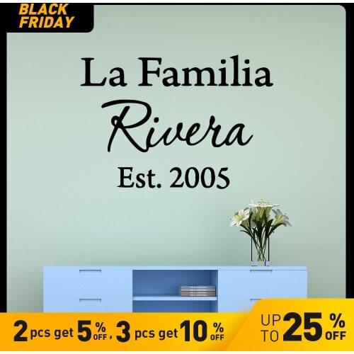 Lovely la familia Quote Environmental Protection Vinyl Stickers For Living Room Bedroom Decal Creative Stickers