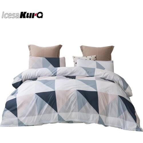 Summer Printing Quilt Cover Three-piece Bedding Quilt Cover Pillowcase Reactive Printing and Dyeing Striped Polyester Home