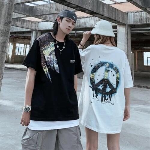 2021 Men Hip Hop T Shirt Streetwear Creative Print T-Shirt Harajuku Cotton Casual Tshirt Summer Short Sleeve Tops Tees Male