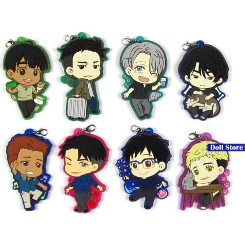 YURI ON ICE Anime keychain Big size Nikiforov Katsuki Otabek Yuuri Plisetsky Rubber strap/mobile phone charms D249