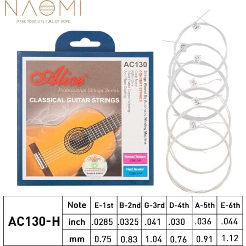 NAOMI 1 Set Alice AC130-H 6pcs/set Nylon Classical Guitar Strings (.0285-.044) Hard Tension