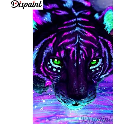 Dispaint Full Square/Round Drill 5D DIY Diamond Painting "Glowing tiger" 3D Embroidery Cross Stitch Home Decor Gift A10721