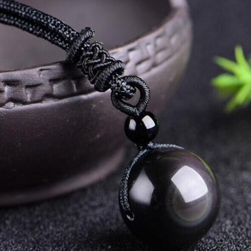 Wholesale Natural Stone Quartz crystal Black Obsidian Rainbow Beads Ball pendant for diy jewelry making necklace Accessories