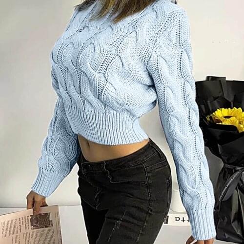Thickened Sweater Winter Clothes Women Thick Thread Pullover Long Sleeve Sweater Cropped Warm Jumper Knitted Lady Pull Femme