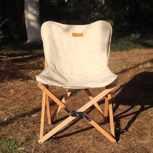 Outdoor Fishing Camping Chair Portable Beech Wooden Indoor Garden Picnic BBQ Folding Backrest Stool Foldable Lazy Seat