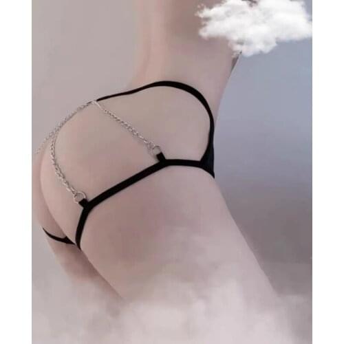 Crotchless Cut-out Panties Chain Transparent Womens Thong Open Crotch Lace Underwear Femme Hot Knickers Erotic Briefs