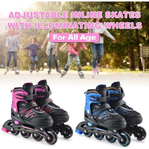 Adjustable Inline Skates with Illuminating Wheels For Kids Boys Girls Ladies