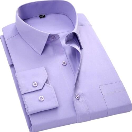 New solid Plain business men social shirts Square collar long sleeve with chest pocket