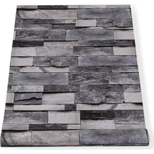 Bedroom Living room Self Adhesive Light Gray Vintage Brick Textured Contact Paper Faux Stone Wallpaper Rolls For TV Background