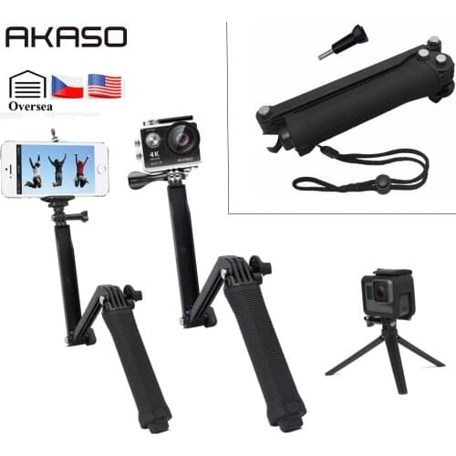 AKASO Multi-functional Handheld Tripods Selfie Stick 3 in 1 Extendable Monopod Selfie Stick for iPhone Samsung Sports Camera