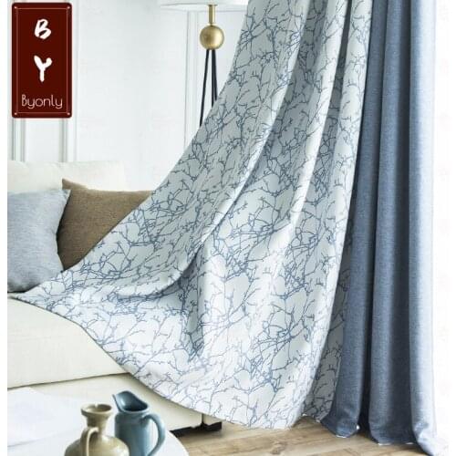 Nordic Curtains for Living Room Bedroom Modern Ins Wind Living Room Stitching Printing Curtains Finished Product Customization