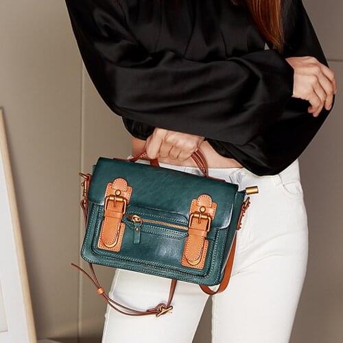 JOGUJOS Luxury Genuine Leather Square Tote Bag for Women Classic Vintage Satchels Crossbody Bags 2021 Girl New Fashion Handbag