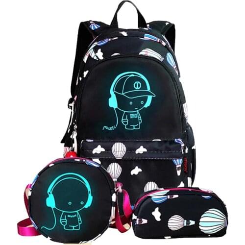 Luminous Kids School Bags Waterproof Polyester School Backpack for Girls Bookbag Children Backpack Kids Backpack Girls Schoolbag