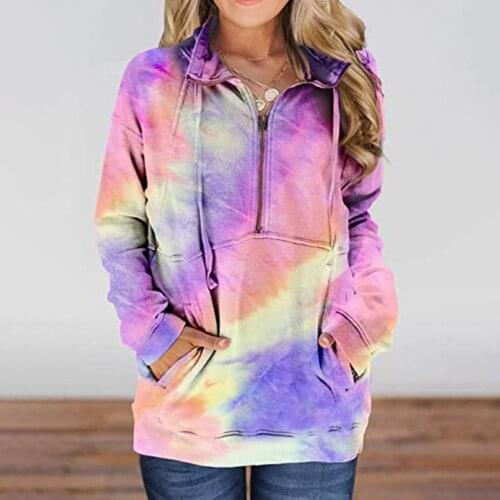 Zipper Sweatshirt Gym Tops Tie Dye Women Sport Hoodies Workout Running Fitness Sport Shirt Coat Pullovers Hoody