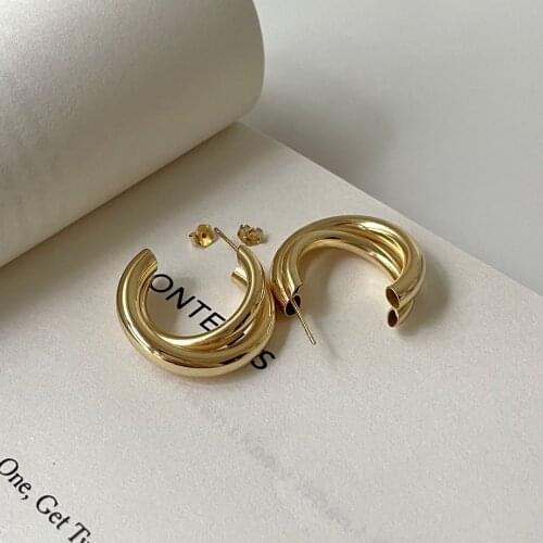 Heavy Industry REAL. Authentic 925 Sterling silver Ear Piercing Double Rows Cross Tunnel Circle Stud earrings temperament C-C832