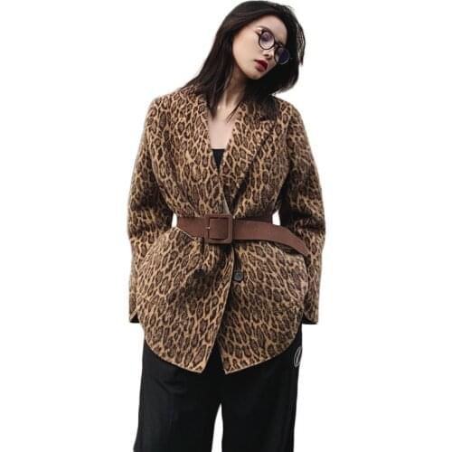 Mink Fur Jacket 2020 New Autumn and Winter Casual Loose Fashion Women Leopard Print Fur Blazer Coat NS2281