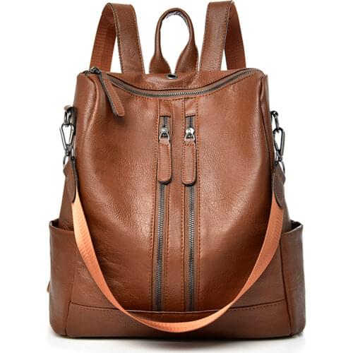 Saiten 2018 New PU Leather Women Backpack Casual School Backpack For Teenager Girl Large Capacity Multifunction Backpack Mochil