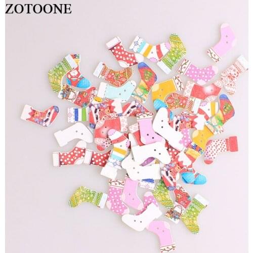 ZOTOONE Christmas Socks Wodden Buttons DIY Scrapbooking Accessories Sewing Wood Buttons For Clothing Craft Needlework Decoration