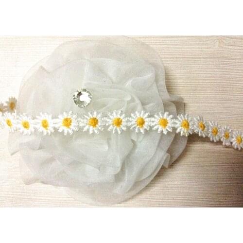 1.2cm white and yellow daisy water soluble lace, daisy lace trimming,small daisy flower lace,XERY13301