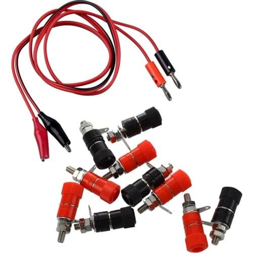 10 Pcs 3.8Mm Thread 4Mm Banana Plug Socket Binding Post Replacement with Alligator Clip To Banana Plug Probe Cable Test Lead 90